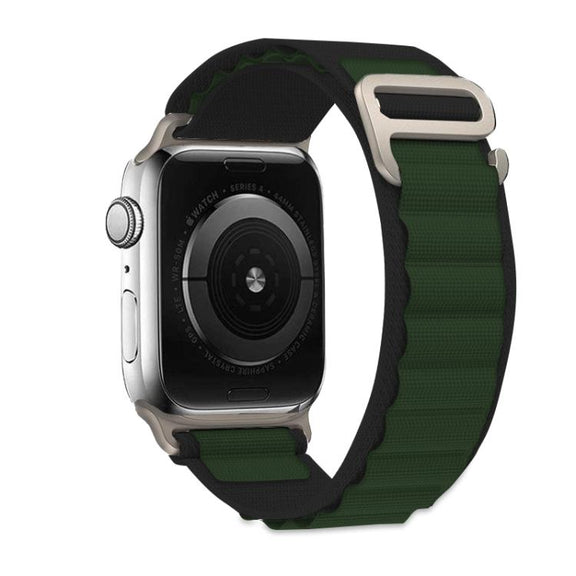 For Apple Watch 46mm / 49mm / 45mm / 44mm Kalebol Aline Nylon Loop Watch Band(Green+Black)