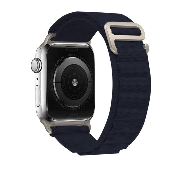 For Apple Watch 46mm / 49mm / 45mm / 44mm Kalebol Aline Nylon Loop Watch Band(Midnight Blue)