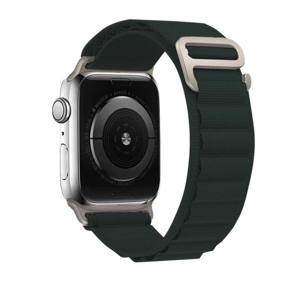 For Apple Watch 46mm / 49mm / 45mm / 44mm Kalebol Aline Nylon Loop Watch Band(Forest Green)