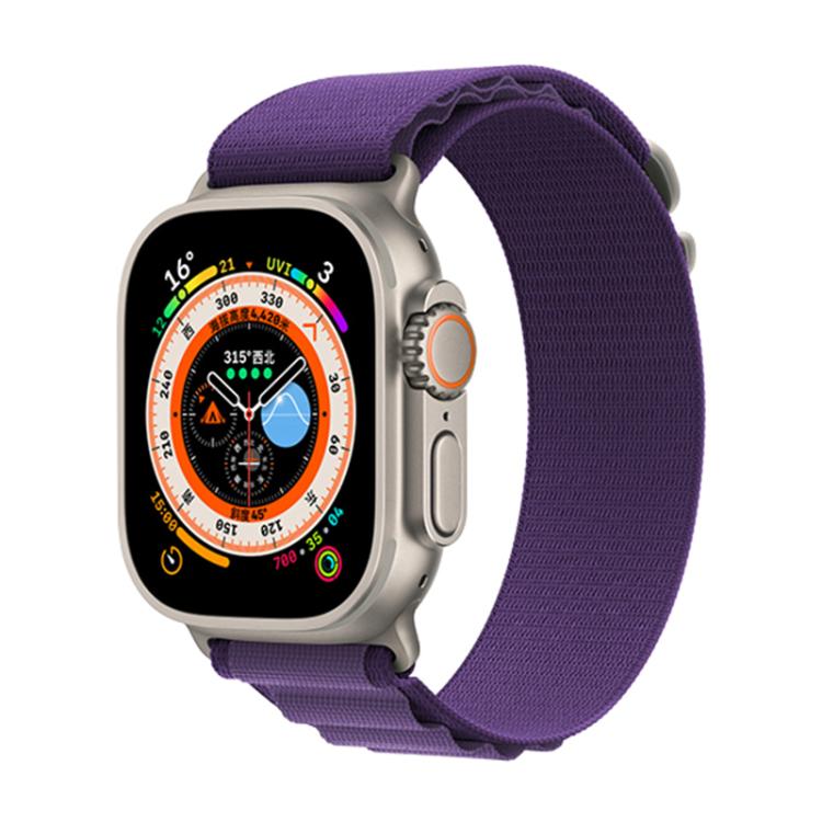 For Apple Watch 46mm / 49mm / 45mm / 44mm Kalebol Aline Nylon Loop Watch Band(Dark Purple)