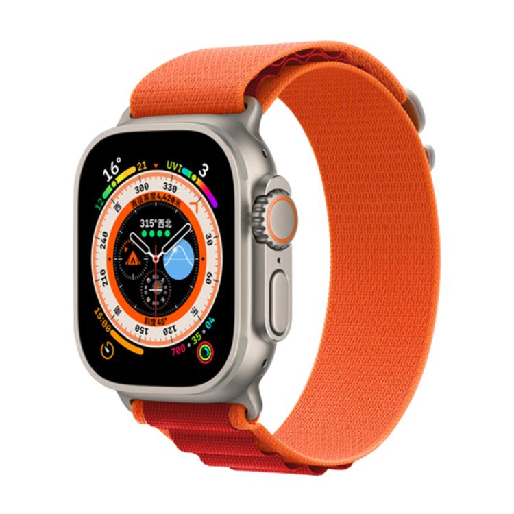 For Apple Watch 46mm / 49mm / 45mm / 44mm Kalebol Aline Nylon Loop Watch Band(Orange+Red)