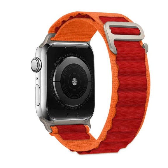 For Apple Watch 46mm / 49mm / 45mm / 44mm Kalebol Aline Nylon Loop Watch Band(Orange+Red)