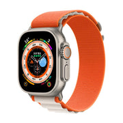 For Apple Watch 46mm / 49mm / 45mm / 44mm Kalebol Aline Nylon Loop Watch Band(Orange+White)