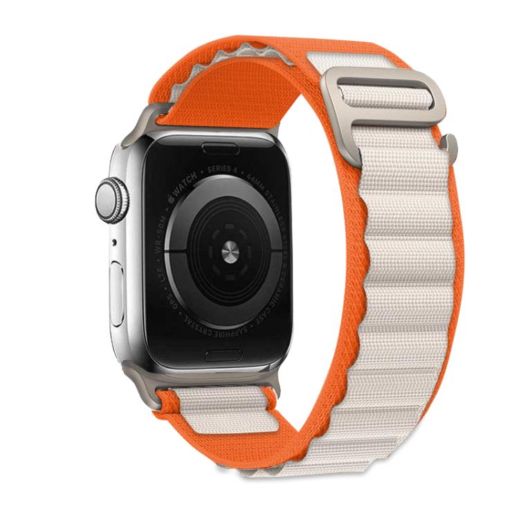 For Apple Watch 42mm / 41mm / 40mm / 38mm Kalebol Aline Nylon Loop Watch Band(Orange+White)