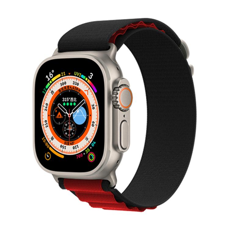 For Apple Watch 42mm / 41mm / 40mm / 38mm Kalebol Aline Nylon Loop Watch Band(Black+Red)