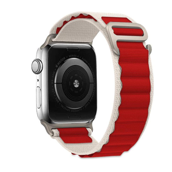 For Apple Watch 42mm / 41mm / 40mm / 38mm Kalebol Aline Nylon Loop Watch Band(Red+White)