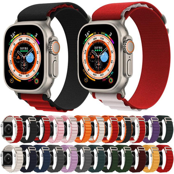 For Apple Watch 46mm / 49mm / 45mm / 44mm Kalebol Aline Nylon Loop Watch Band(Black)