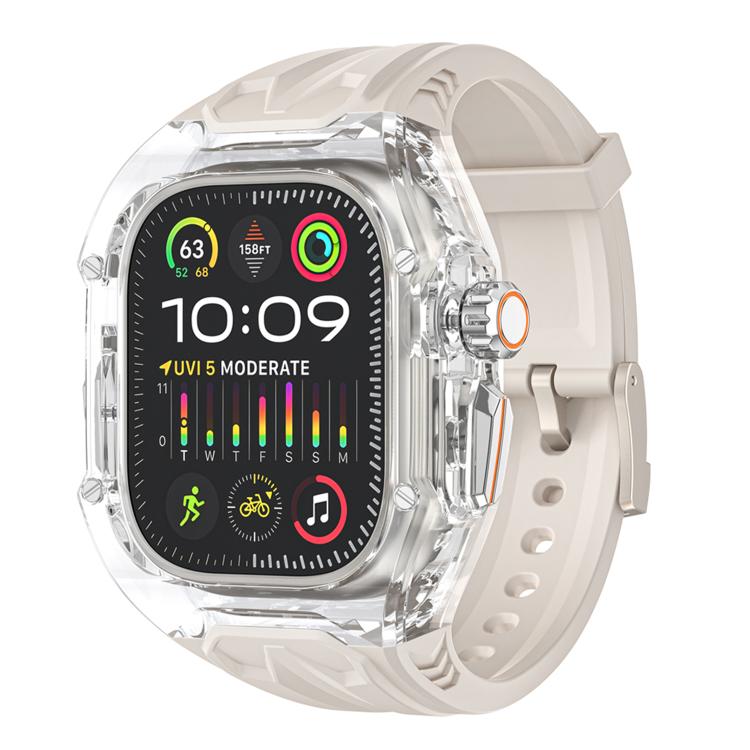 For Apple Watch 46mm / 45mm / 44mm / 42mm Kalebol Glacier Integrated Transparent Silicone Strap(Starlight Transparent)