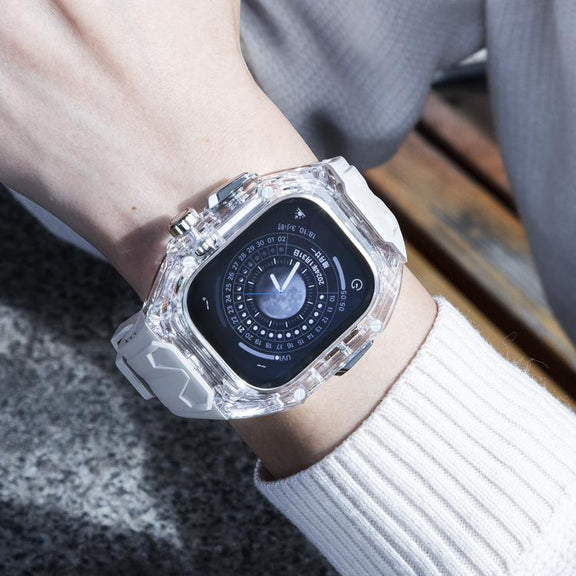 For Apple Watch 46mm / 45mm / 44mm / 42mm Kalebol Glacier Integrated Transparent Silicone Strap(Starlight Transparent)