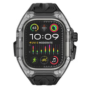 For Apple Watch Ultra 2 / 1 49mm Kalebol Glacier Integrated Transparent Silicone Strap(Black Transparent Black)