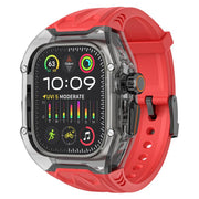 For Apple Watch Ultra 2 / 1 49mm Kalebol Glacier Integrated Transparent Silicone Strap(Red Transparent Black)