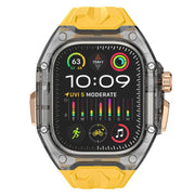 For Apple Watch Ultra 2 / 1 49mm Kalebol Glacier Integrated Transparent Silicone Strap(Yellow Transparent Black)