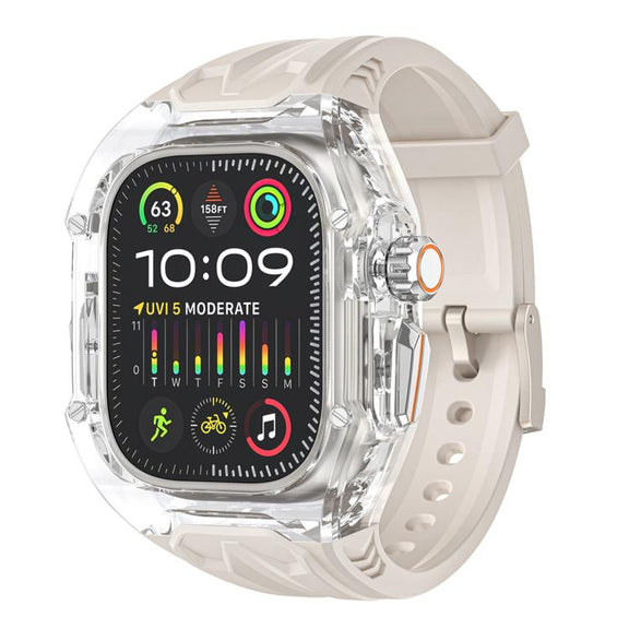 For Apple Watch Ultra 2 / 1 49mm Kalebol Glacier Integrated Transparent Silicone Strap(Starlight Transparent)
