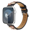 For Apple Watch 42mm / 41mm / 40mm / 38mm Kalebol Studded Flower Leather Strap(Black) - free shipping - PMC TechLife - Order now!