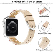 For Apple Watch 46mm / 49mm / 45mm / 44mm Kalebol Studded Flower Leather Strap(Black)