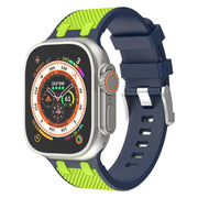 For Apple Watch 46mm / 49mm / 45mm / 44mm Kalebol Farmhouse Oak Silicone Strap(Blue + Lime Green)