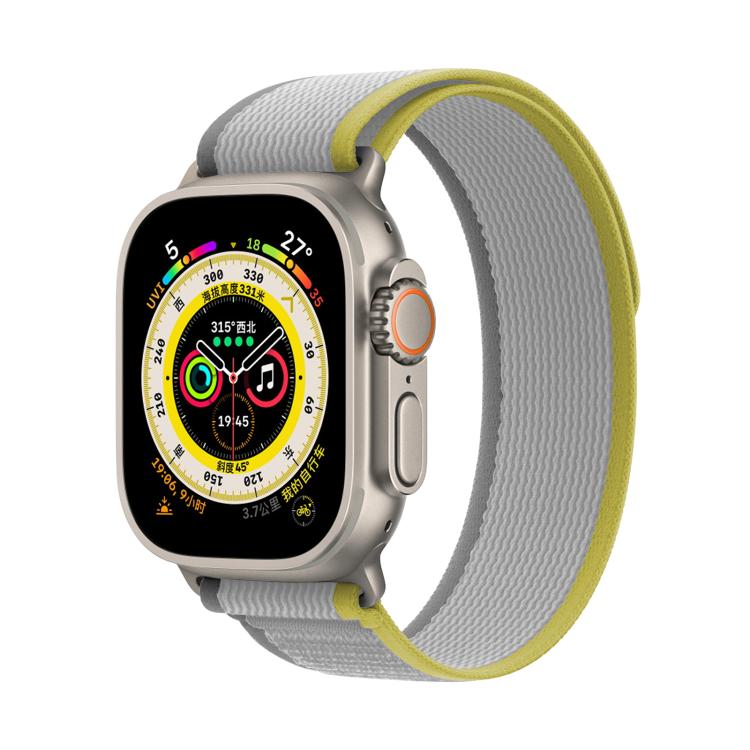 For Apple Watch 46mm / 49mm / 45mm / 44mm Kalebol Wild Track Loop Nylon Watch Band(Yellow+Grey)