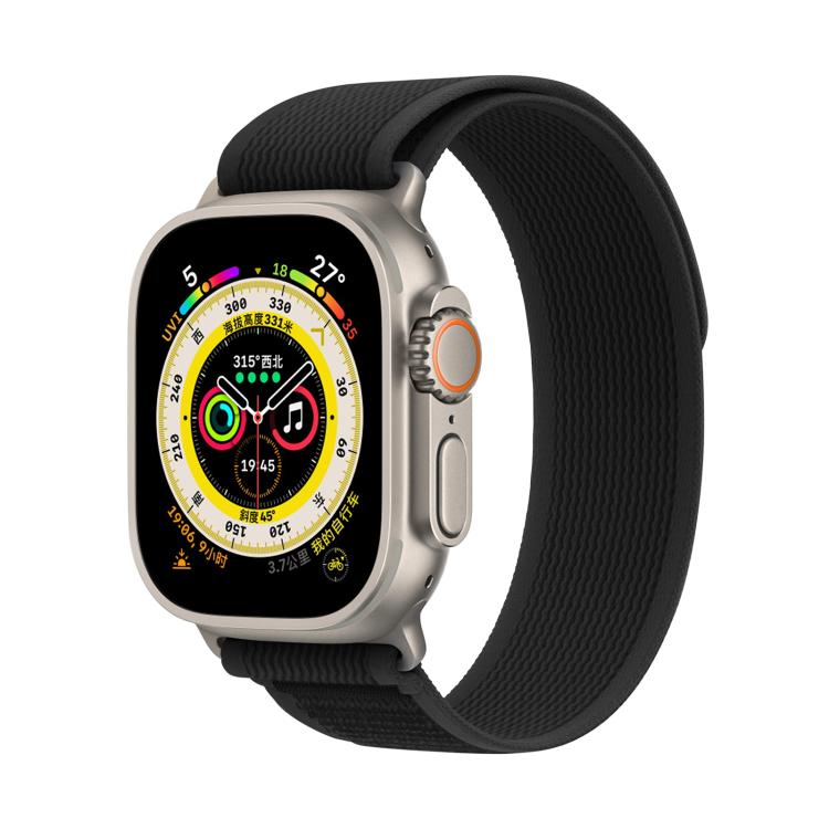 For Apple Watch 46mm / 49mm / 45mm / 44mm Kalebol Wild Track Loop Nylon Watch Band(Dark Black)