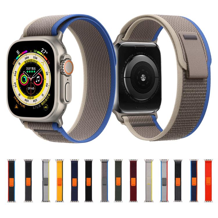 For Apple Watch 46mm / 49mm / 45mm / 44mm Kalebol Wild Track Loop Nylon Watch Band(Blue+Grey)