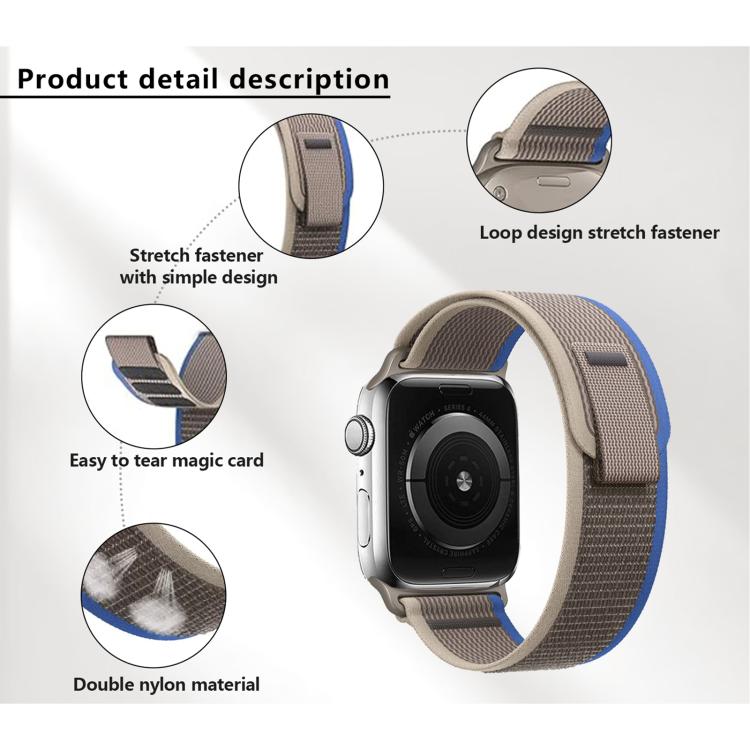 For Apple Watch 46mm / 49mm / 45mm / 44mm Kalebol Wild Track Loop Nylon Watch Band(Blue+Grey)