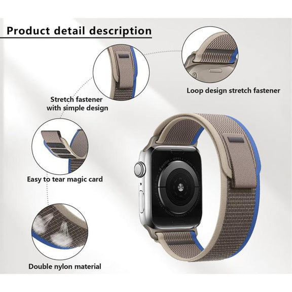 For Apple Watch 46mm / 49mm / 45mm / 44mm Kalebol Wild Track Loop Nylon Watch Band(Blue+Grey)