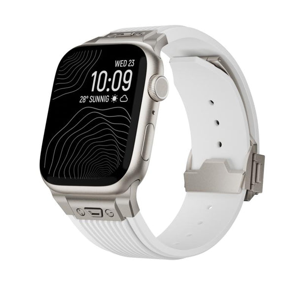 For Apple Watch 46mm / 49mm / 45mm / 44mm Kalebol High Elasticity L-shaped Nail Silicone Strap(White)