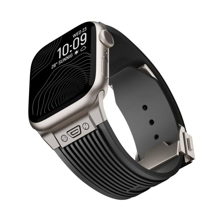 For Apple Watch 46mm / 49mm / 45mm / 44mm Kalebol High Elasticity L-shaped Nail Silicone Strap(Black)