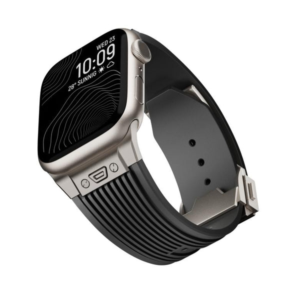 For Apple Watch 46mm / 49mm / 45mm / 44mm Kalebol High Elasticity L-shaped Nail Silicone Strap(Black)