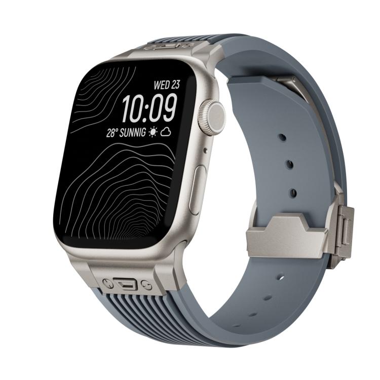 For Apple Watch 46mm / 49mm / 45mm / 44mm Kalebol High Elasticity L-shaped Nail Silicone Strap(Space Grey)