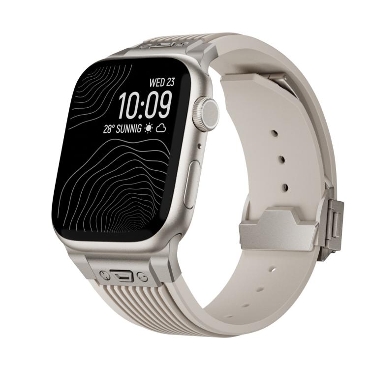 For Apple Watch 46mm / 49mm / 45mm / 44mm Kalebol High Elasticity L-shaped Nail Silicone Strap(Starlight)