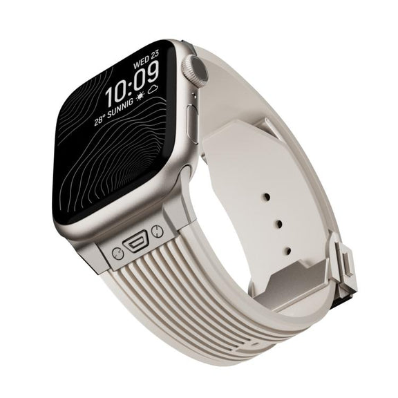 For Apple Watch 46mm / 49mm / 45mm / 44mm Kalebol High Elasticity L-shaped Nail Silicone Strap(Starlight)