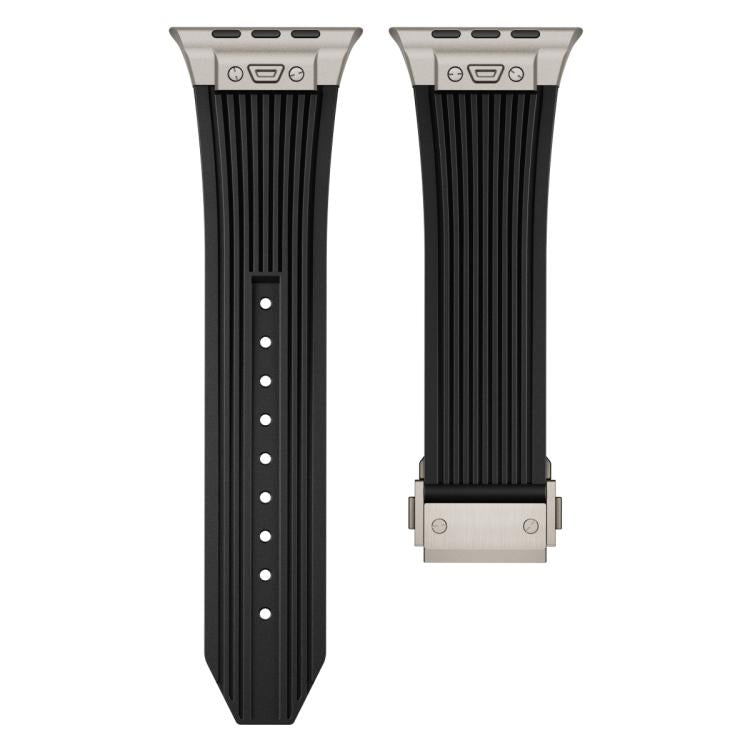 For Apple Watch 42mm / 41mm / 40mm / 38mm Kalebol High Elasticity L-shaped Nail Silicone Strap(Black)