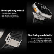 For Apple Watch 46mm / 49mm / 45mm / 44mm Kalebol High Elasticity L-shaped Nail Silicone Strap(Black)
