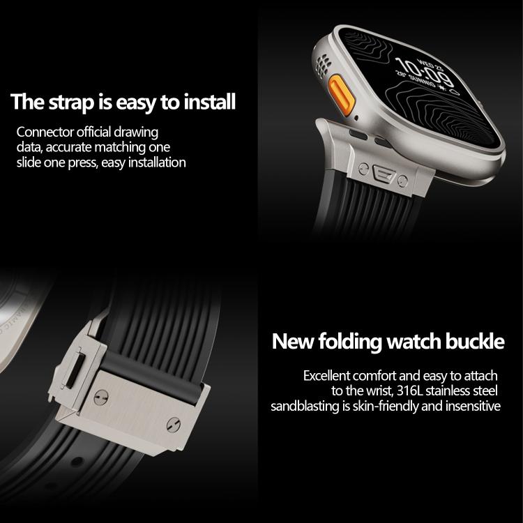 For Apple Watch 46mm / 49mm / 45mm / 44mm Kalebol High Elasticity L-shaped Nail Silicone Strap(Space Grey)