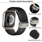 For Apple Watch 42mm / 41mm / 40mm / 38mm Kalebol High Elasticity L-shaped Nail Silicone Strap(Black)