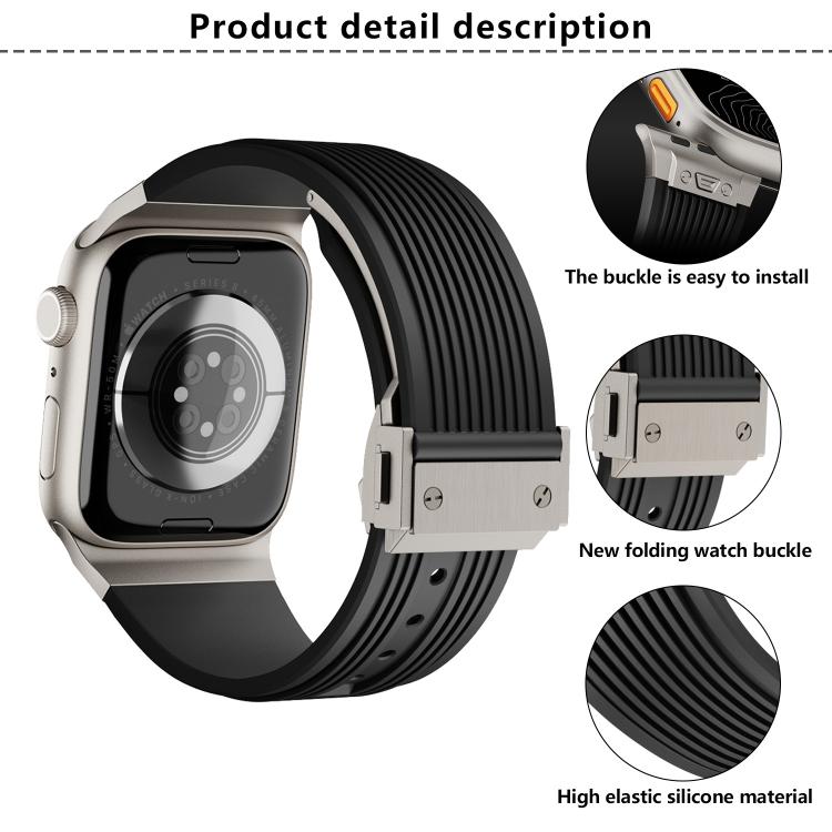 For Apple Watch 42mm / 41mm / 40mm / 38mm Kalebol High Elasticity L-shaped Nail Silicone Strap(Space Grey)