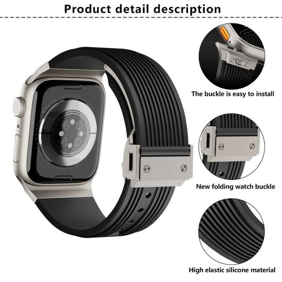 For Apple Watch 42mm / 41mm / 40mm / 38mm Kalebol High Elasticity L-shaped Nail Silicone Strap(Space Grey)