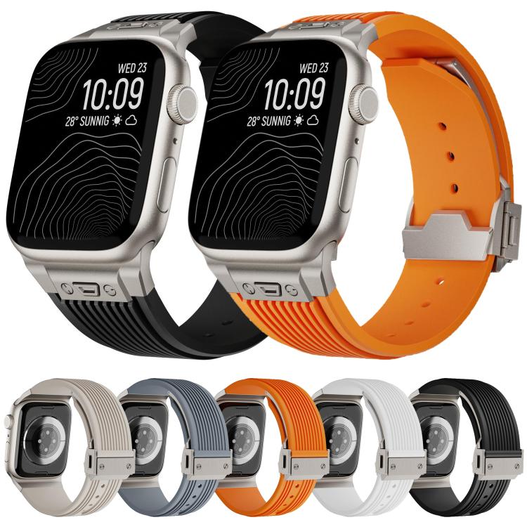 For Apple Watch 46mm / 49mm / 45mm / 44mm Kalebol High Elasticity L-shaped Nail Silicone Strap(White)