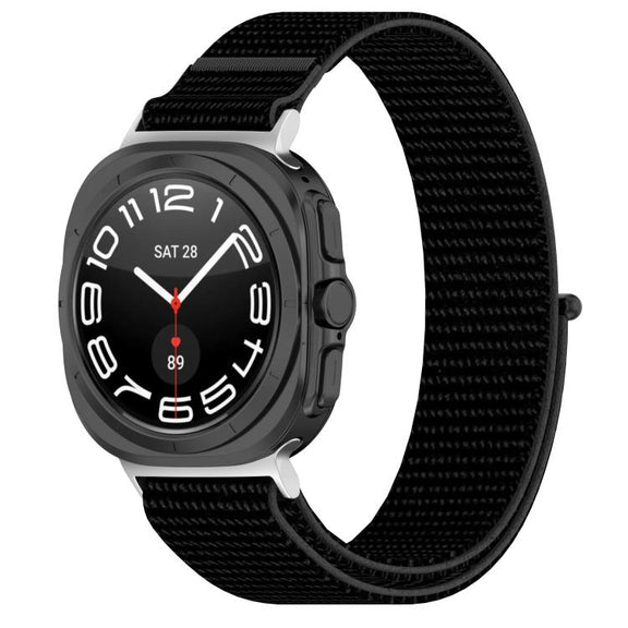 For Samsung Galaxy Watch Ultra 47mm Kalebol Hook and Loop Fastener Nylon Braided Watch Band(Black)