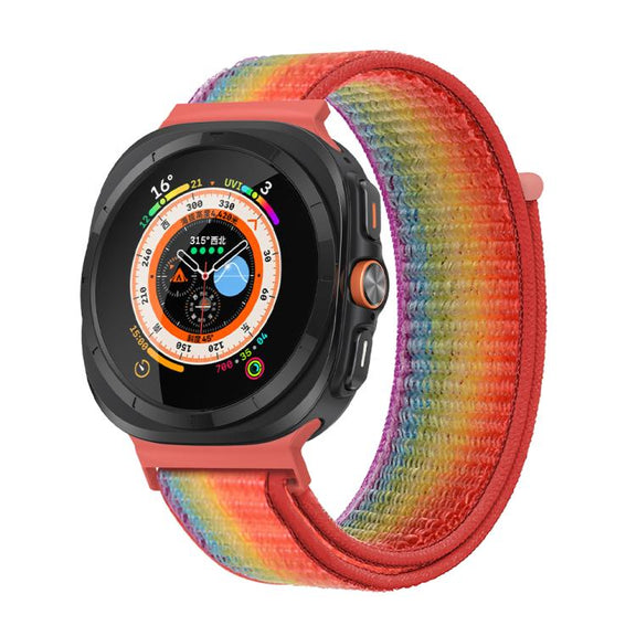 For Samsung Galaxy Watch Ultra 47mm / Ultra 2025 Kalebol Quick Release Nylon Braided Watch Band(Rainbow)