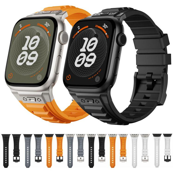 For Apple Watch 46mm / 49mm / 45mm / 44mm Kalebol High Stretch Silicone Armor Watch Band(Black)
