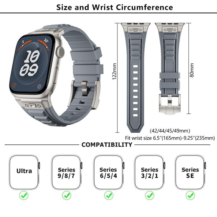 For Apple Watch 46mm / 49mm / 45mm / 44mm Kalebol High Stretch Silicone Armor Watch Band(Titanium White)