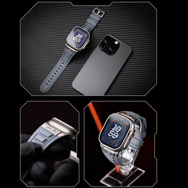 For Apple Watch 46mm / 49mm / 45mm / 44mm Kalebol High Stretch Silicone Armor Watch Band(Black)