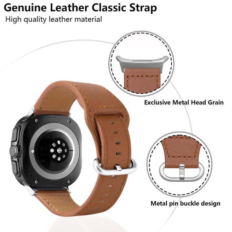 For Samsung Galaxy Watch Ultra 47mm Kalebol Genuine Leather Watch Band(Brown)