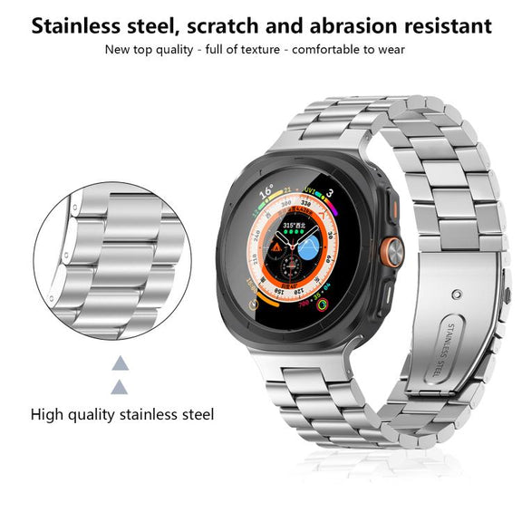 For Samsung Galaxy Watch Ultra 47mm Kalebol Three-bead Steel Watch Band(Silver)