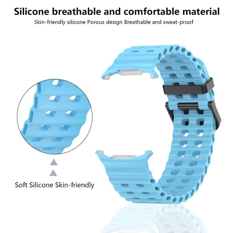 For Samsung Galaxy Watch Ultra 47mm Kalebol Porous Breathable Silicone Watch Band(Cloud Blue)