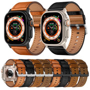 For Apple Watch 46mm / 49mm / 45mm / 44mm Kalebol Genuine Leather Watch Band(Titanium Brown)