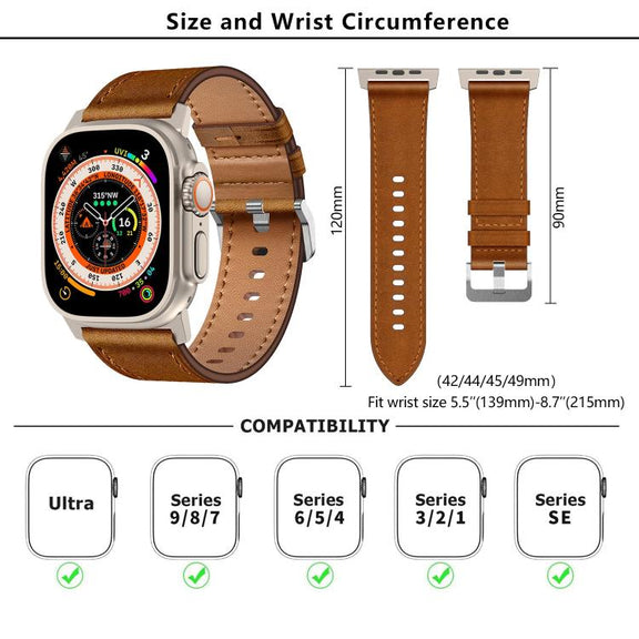 For Apple Watch 46mm / 49mm / 45mm / 44mm Kalebol Genuine Leather Watch Band(Titanium Brown)