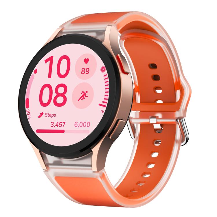 For Samsung Galaxy Watch 7  / 6 / 5 / 4 Kalebol Glacier Transparent Silicone Watch Band(Orange)