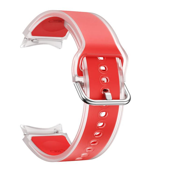 For Samsung Galaxy Watch 7  / 6 / 5 / 4 Kalebol Glacier Transparent Silicone Watch Band(Red)